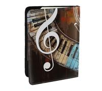 Treble Love and Music Printed Passport Holder - 6.5 x 4.5 Inch RFID Blocking Travel Wallet,Stylish Passport Cover,Lightweight Document Organizer for Cards