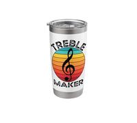 Treble Maker Music Pun Retro Sunset Treble Clef Stainless Steel Insulated Tumbler