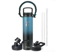 Trebo Insulated Water Bottle 750 ml Stainless Steel with Paracord Handle | Triple Wall Vacuum Metal Flask with Straw Spout Wide Mouth Lids, Dishwash safe, Keeps Cold 48 Hrs, Leakproof, for Travel, Gym