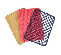 Trebonn Trilogy Chop Drain & Rest, Kitchen Set with Bamboo Chopping Board 34 x 24 cm, Draining Board, and Silicone Trivet Rest
