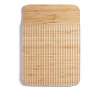 Trebonn - Wave Chop & Slide Medium, Bamboo Chopping Board with Guide-Cut Pattern and Food Harvesting Channel, 24 x 34 cm, Non-Slip Bottom