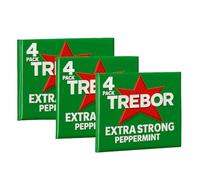 Trebor Extra Strong Peppermint Rolls Pack of 3 (12 Rolls Total) | Intense Minty Freshness | Long-Lasting Strong Peppermint Mints for Fresh Breath | Hard Mint Sweets for Travel Office or On-the-Go Use