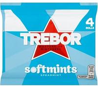 Trebor Softmints Spearmint Multipack, Refreshing Spearmint Flavoured Soft Mints, 4 x 44.9 g Roll (Pack of 1)