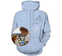 Tredane Custom Hoodie Personalised Sweatshirt Line Drawing with Text Photo Printed Jumper Customised Pullover Gifts for Valentines Day Baby Blue