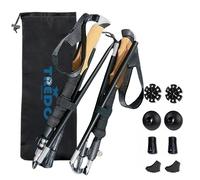 TREDO Premium Collapsible Trekking Poles - Ultralight Aluminum & Carbon Fiber - Adjustable Folding Hiking Poles - Lightweight for Men & Women - Comfortable Cork/EVA Grips - 2pc Set