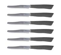 Tredoni 6 Kitchen Knives - 11cm Italian Stainless Steel Serrated Vegetable/Steak/Table Knife Cutlery, Rounded Tip (Stone Grey)