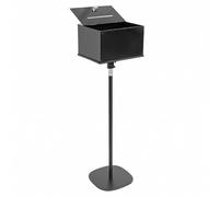 Tredre Offering Box for Church, Suggestion Box with Stand, Upgraded Heavy Duty Metal Base Floor Standing Donation Box with Lock for School Office Charity Collection Election Ballot, Large Black