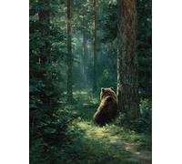 Tree 5D DIY Diamond Art, Bear Diamond Painting Kits for Adults, DIY Full Drill Crystal Gem Kits for Beginners, 5D Crystal Art Crafts Pictures for Adults, Home Decor, Gifts for Women, 12x16in W-9781