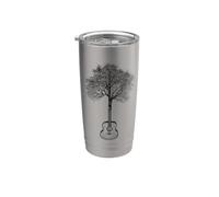 Tree Acoustic Guitar Minimalist Music is Life Vintage Stainless Steel Insulated Tumbler