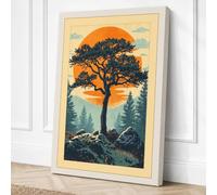 Tree Against the Sun Canvas Wall Art Print 24x16 Inch (61 x 41 cm)