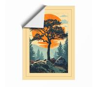 Tree Against the Sun Scandinavian Unframed Wall Art Print A1 (84.1×59.4cm), Wall Decor for Living Room, Bedroom, Office & Home, Art Gift