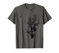 Tree and Bird Tee Nature Black Graphic T-Shirt