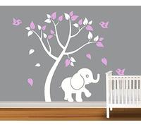 Tree and Elephant Wall Sticker Wall Decal. Butterflies, Birds. Wall Sticker. Decoration for a Child's Room. Beautiful Wall Sticker.