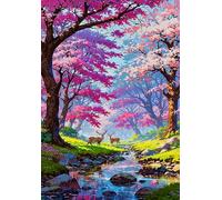 Tree Animal River 50 Piece Jigsaw Puzzle for Adults, Creativity, Challenging and Difficult Puzzle, Brain Teaser Puzzles for Adults 50 Pieces for The Whole for Women, Men