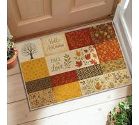 Tree Area Rug, Fall Seasonal Leaves Pumpkin Fall Orange Low Pile Aesthetic Doormat Rectangle Accents Rug Bathroom Entryway Kitchen Bedside Decor 2' X 3'