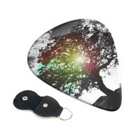 Tree Art 6 Pack Guitar Picks With Holder, Personalized Guitar Plectrums Non-Slip Portable Ukulele Bass Picks 0.71mm For Acoustic Guitar Lovers Gifts