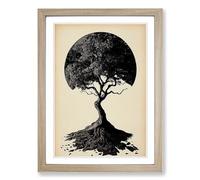 Tree Art Design Vol.1 Framed Print | A2 Oak Framed Wall Art | Ready to Hang | Modern Floral Picture | Living Room Bedroom Lounge Office