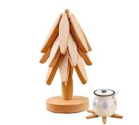 Tree Art For Wood Coasters Set Of 3 Wooden Coaster | Insulation Mat Tree Shape Trivet Set Coaster Table Decoration | Creative Foldable Wood Placemats Housewarming Gif-t