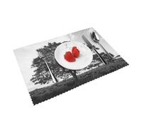Tree Art Print Placemats Sets of 4, Wipeable Place Mats, Non-Slip Heat Resistant Table Mats for Dining Table 45x30 Cm
