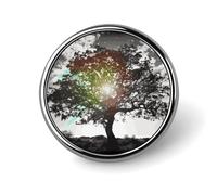 Tree Art Round Badge 25mm/1 Inch Metal Buttons Round Badge Pin Button Parts Classic Pin Holders Buttons for Shirts Clothes Individualistic Brooch