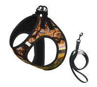 Tree At Golden Sunset Print Adjustable Reflective Harness Leash Set For Cats, Dogs And Small Pets, Soft Breathable Mesh Walking Vest With Escape-Proof Lead
