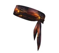 Tree At Golden Sunset Printing One-Pack Tie Headbands Moisture Wicking Athletic Sports Head Band For Men And Women