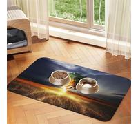 Tree at Night Patterned Pet Feeding Mat with Water-Absorbing PU Top & Rubber Base - Anti-Slip Dog Cat Food Mat for Cats, Dogs & Pets, 30x45cm
