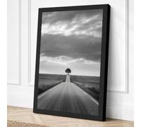 Tree at Road's End Minimalist Canvas Wall Art Print 18x12 Inch (46 x 30 cm)