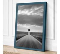 Tree at Road's End Minimalist Canvas Wall Art Print 24x16 Inch (61 x 41 cm)