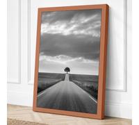 Tree at Road's End Minimalist Canvas Wall Art Print 30x20 Inch