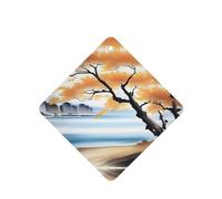 Tree At The Water'S Edge Pattern Car Air Fresheners 6 Pcs Square Hanging Aromatherapy Tablets Scented Fresheners For Bedroom Bathroom