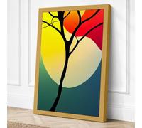 Tree Before Celestial Orb Canvas Wall Art Print 30x20 Inch (76 x 51 cm)