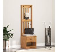 Hall Tree 45x40x159.5cm Brown Solid Pine Wood Bench w/ Hooks & Shoe Storage Seat