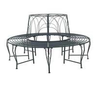 Tree Bench Round Steel Silver Grey Matte Ø160x89cm 8-Seater Weatherproof Sturdy.