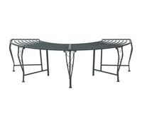 Tree Bench Silver Grey 4-Seater 160 x 80 x 44 cm Steel Half-Round Outdoor Matte