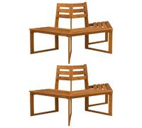 Tree Bench Solid Acacia Wood Natural Hexagonal Outdoor Wooden Seating vidaXL