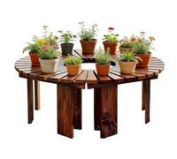 Tree Bench Wrap-Around Slatted Benches - Outdoor Park Garden Benches Wooden Semicircular Tree Seat for Backyard Leisure Chair Patio Seating - Brown Blue White(Wood Color,Half Round)