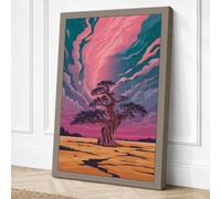 Tree Beneath Swirling Skies Canvas Wall Art Print 18x12 Inch