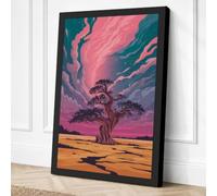 Tree Beneath Swirling Skies Canvas Wall Art Print 24x16 Inch