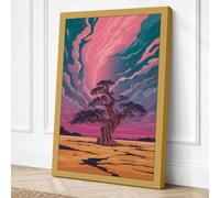 Tree Beneath Swirling Skies Canvas Wall Art Print 24x16 Inch
