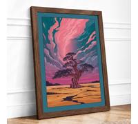 Tree Beneath Swirling Skies Surrealism Framed Wall Art Print A2