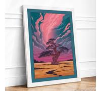 Tree Beneath Swirling Skies Surrealism Framed Wall Art Print A3