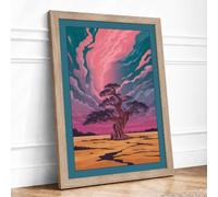 Tree Beneath Swirling Skies Surrealism Framed Wall Art Print A3