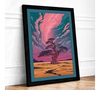 Tree Beneath Swirling Skies Surrealism Framed Wall Art Print A4