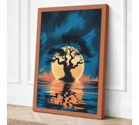 Tree Beneath the Moon Canvas Wall Art Print 36x24 Inch
