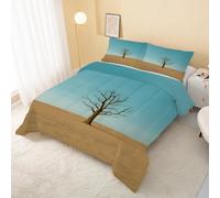 Tree Blue Coverless Duvet Single 7.5 Tog, Plants Soft Quilt for Kids Boys Girls, Lightweight Comforter Set for All Seasons, Easy Care Bedding Single Bed Size W&12