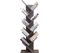 Tree Bookshelf, 8-Tier Floor Standing Book Shelf, 120X26Cm Wooden Display Shelves Tall Bookcase For Living Room, Home Office, Grey
