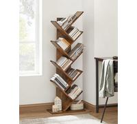 Tree Bookshelf, 8-Tier Floor Standing Bookcase, With Wooden Shelves For Living Room, Home Office, Rustic Brown