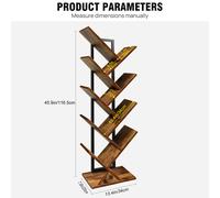 9 Tier Tree Bookcase Bookshelf Floor Standing Wooden Metal Shelves Storage