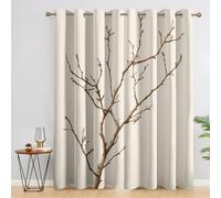 Tree Branch Blackout Curtains, Ivory Curtains for Bedroom Living Room, 90x90 Inch Drapes, Eyelet Thermal Window Treatments, 2 Panels